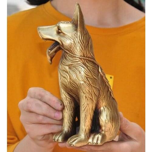 Chinese Feng Shui brass wealth Zodiac animal Dog Hound Doggy Pooch Doggie statue