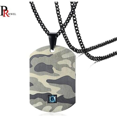 Cool Camo Dog Tag Pendant Necklaces for Men Male Soldier Gifts Jewelry