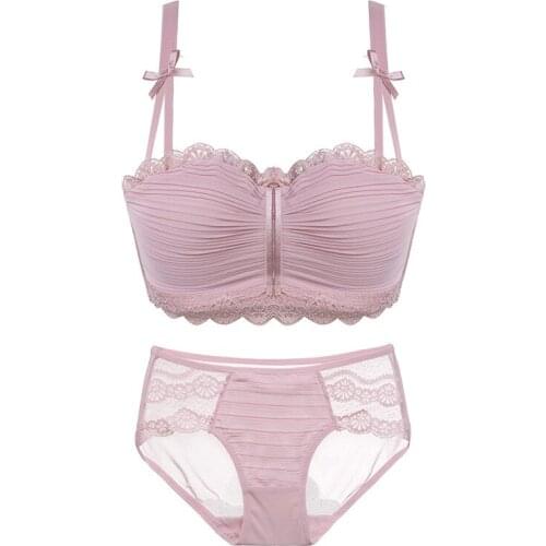 2018 floral wireless sexy bras lace lightly lined triangle bra set underwear women lingerie deep plunge V neck new arrival