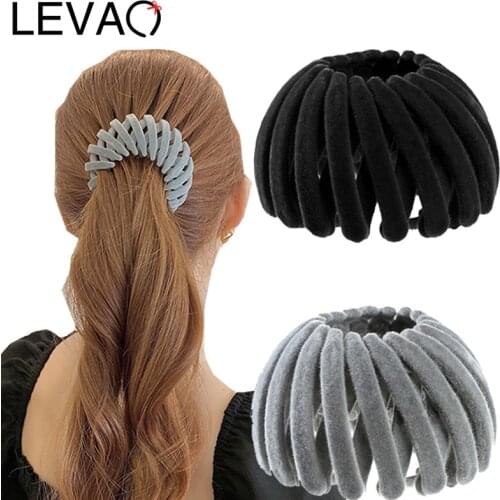 LEVAO Velvet Birds Nest Hair Claw High Ponytail Fixed Buckle Solid Big Claw Tray Hairpin Womens Hair Tie Clip Accessories