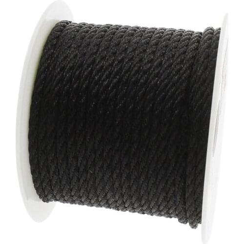 Hot Sale 1PC 40m/Spool 3mm Cotton Cord Thread Cord Black Satin Chinese Knotting Silky Macrame Cord Beading Braided String Thread