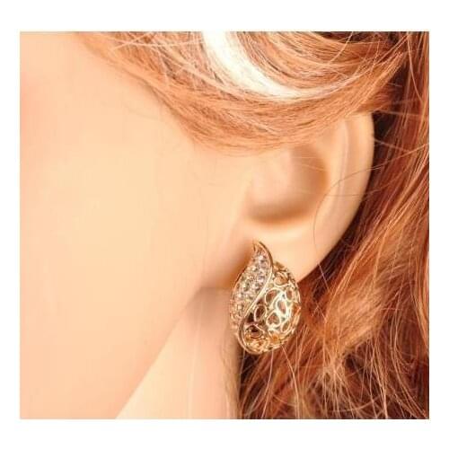 Hot fashion Semi-fine Fashion crystal buds lady temperament full of Crystal earrings