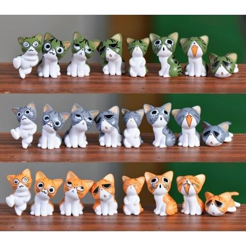 8pcs kitten Doll Toy Pendant micro-landscape cat miniature figurines ornaments accessories crafts Modern Home Decoration