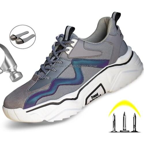 Fashion Safety Shoes For Men Working Boots Male Anti-Puncture Steel Toe Cap Shoes Indestructible Work Snearkers 2021 Protective
