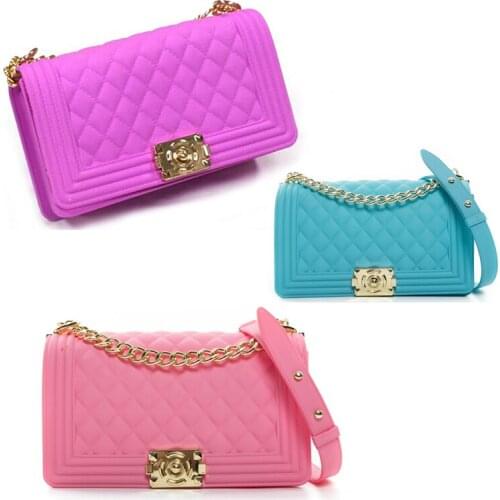 Fashion Women Jelly Crossbody Bag Rainbow Square Chain Shoulder Bags Ladies Outdoor Party Matching Purse Handbag Wholesale