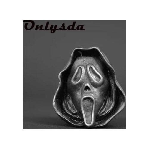 Mens Calvarium Ghost Face Skull Ring Gothic 316L Stainless Steel Biker Ring Motorcycle Band jewellery Boyfriend Gift OSR817