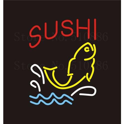 NEON Sign SUSHI Real GLASS Tube Bar Food Japan Japanese cuisine PUB Restaurant Signboard Display Store Shop Light Custom 17*14"