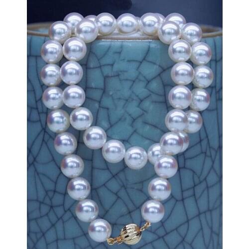 Charming luster round AAAA 18" 9-10 mm South sea white pearl necklace