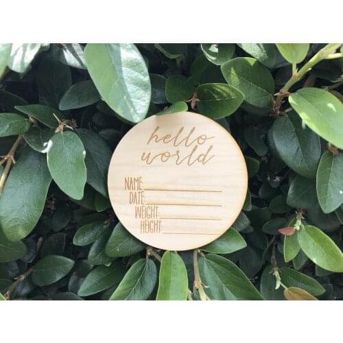 Custom Hello World Birth Name Date Height Weight Announcement Sign Newborn Photo Props New Baby Gift Nursery Baby Shower Anno
