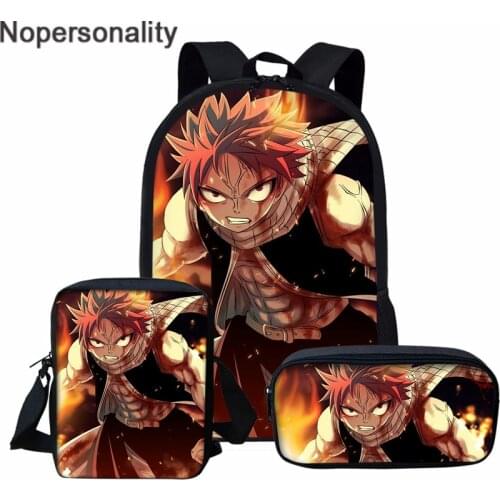 Nopersonality Anime Fairy Tail Printing Backpack for Teenage Boys Girls Student Fashion 3 PCS/SET School Bags Children Daily Bag