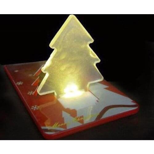 Mini LED Xmass Christmas Tree Shape LED Pocket Lamp, Portable Folding Led Pocket Wallet Credit Card Light Merry Christmas Tree