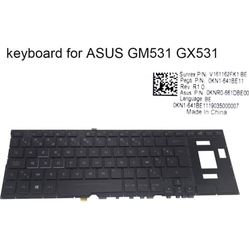BE replacement keyboards for Asus Zephyrus GX531G keyboard backlit Belgium Belgian GX531GS AH78 GX531GX XB77 XS74 0KNR0 661DBE00