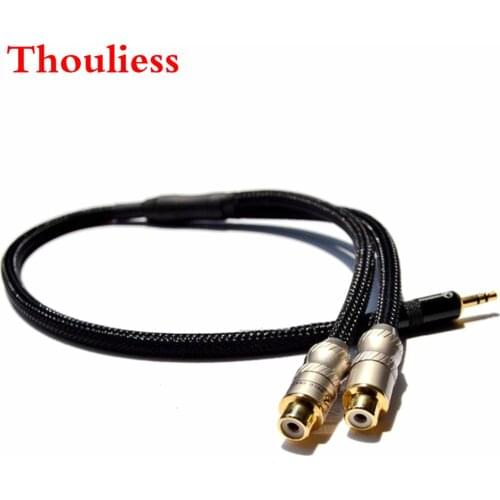 Thouliess Free shiping 3.5mm Male to 2 RCA Female Audio Adapter Cable 5N 99.99% OFC copper Audio Cable with SNAKE Connector
