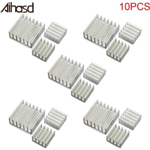 10 Sets Raspberry PI Pure Aluminum Heat Sink Set Kit Chip Heat Sink 1pc 14*14*6mm + 2pcs 8*8*4mm