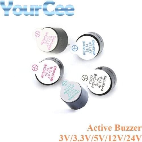 10pcs 3V 3.3V 5V 12V 24V Active Buzzer Magnetic Long Continous Beep Tone 12*9.5mm For Arduino
