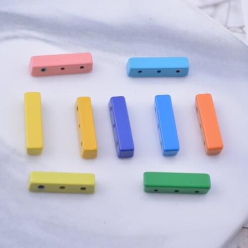 10pcs/lot 4*16mm Rainbow Eanmelled Rectangle Bead Tile Bracelet Beads For Jewelry Making Findings