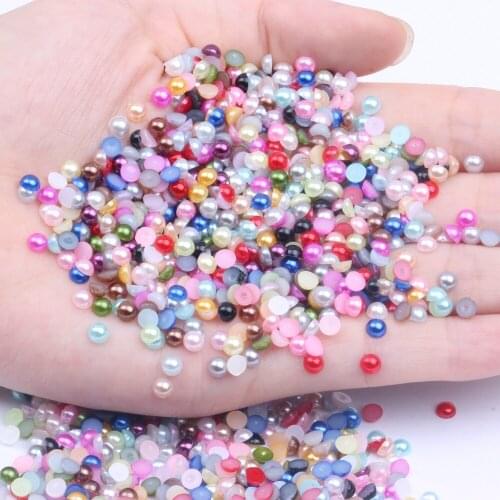 10000pcs 4mm Multicolor Big Bag Half Round Resin imitation Pearls ABS FlatBack Cabochon loose Beads For handicraft Nail Art