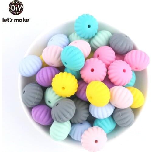 Lets make 20Pc Shell Silicone Beads Food Grade Chewable Teething Beads Colourful Diy Round Hand Catenary For Kids Baby Teethers