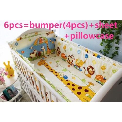 6/7PCS cribs for babies bedding set kit berco baby cotton curtain crib bumper Cushion Safety Protector, 120*60/120*70cm