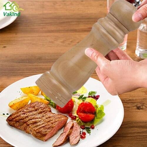 6 Inch Vintage Wooden Salt Spice Sauce Corn Shaker Pepper Mill Grinder Kitchen Accessories Cooking Tool