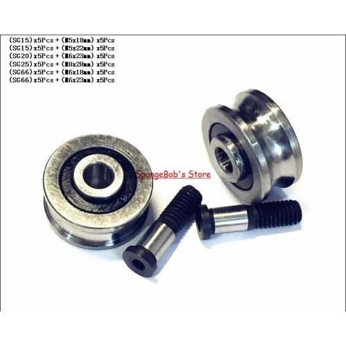 6set/Lot SG25 + M8x28mm Screw Bolts Bearing Steel Pulley Ball Bearings Track Guide Roller Bearing
