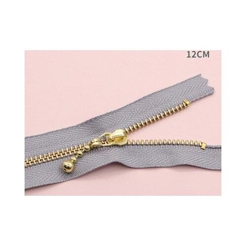 Free shipping 10pcs/lot Light purple 12cm gold teeth zipper metal zipper water head diy craft bag zipper closed end zipper