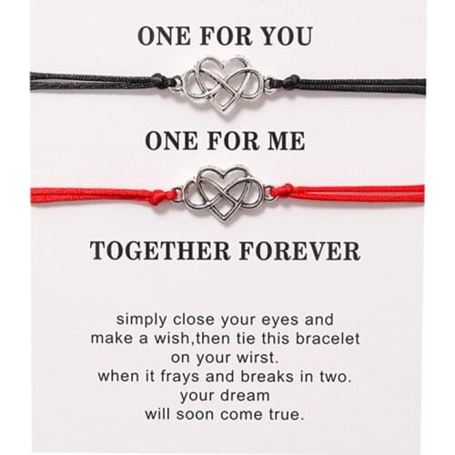 6Type Colors Vegan Wax Rope Bracelets Couple Infinity Heart Fashion Adjustable Card Bracelets Anklets Femme Jewelry Couple Gift