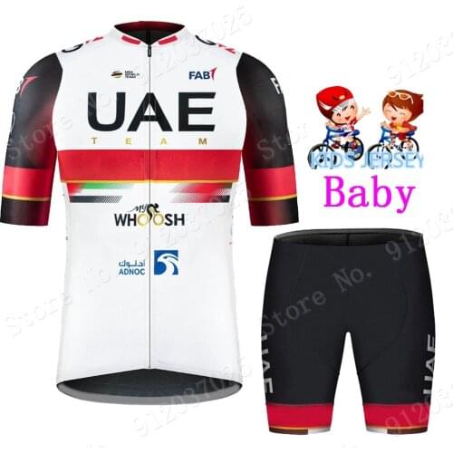 Kids 2021 UAE Cycling Jersey Set Boys Girls Cycling Clothing Road Bike Suit Bicycle Tops MTB Children Maillot Ciclismo Ropa