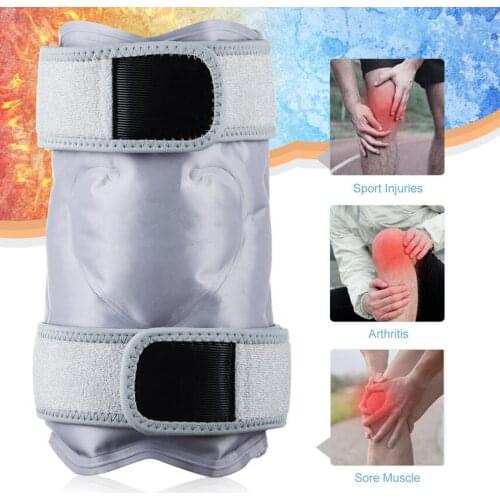 Hot & Cold Gel Ice Pack Wrap for Knee Arm Swelling, Injuries, Grey