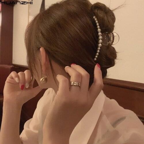 HangZhi 2020 New Retro Large Hair Claws Hair Grab Clip Girls Hair Accessories Acrylic Bath Hairpins Barrettes for Women Girls