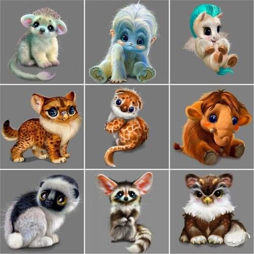 HUACAN 5D DIY Diamond Painting Animal Full Square Round Mosaic Diamond Elephant Rhinestone Picture Monkey Home Decor