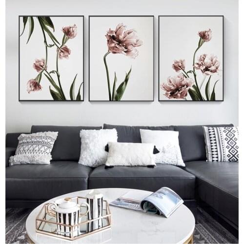 For Living Room Canvas Print Oil Painting Home Decor Tulip Canvas Flower s and Prints Nordic Modern Wall Modular Pictures