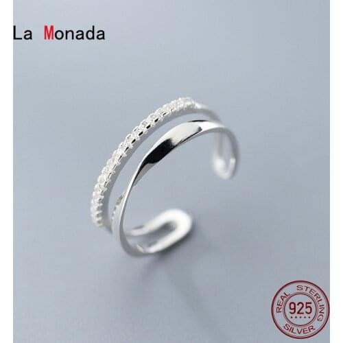 La Monada 46-50mm Twist 925 Silver Rings For Women Real Silver 925 Woman Adjustable Ring Fine Luxury Jewelry Silver Open