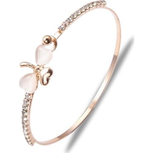 Creative Jewelry Women Fashion Jewelry Clover Diamond Bracelet Casual Clover Heart-shaped Diamond Bracelet Gifts For Women