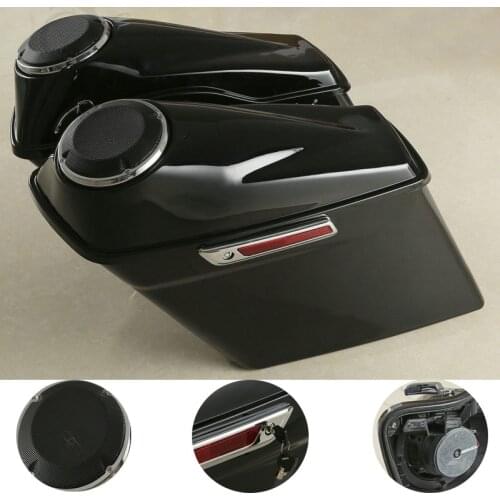 Motorcycle 6.5" Speaker Extended Stretched Saddlebag For Harley Touring FLHR FLHT Road King Road Glide Street Glide 2014-2020