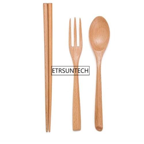 Beech Wood Dinnerware Sets Wooden Cutlery Utensils Tableware For Dinner Picnic Camping