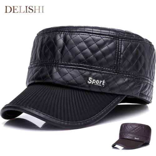 New Warm Winter spring Ear Flaps For Men Hat Thickened Baseball Cap With Ears MenS Flat top hat Can be waterproof hat
