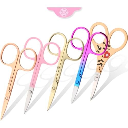 Stainless Steel Nose Hair Scissors Beard Eyebrow Facial Hairs False Eyelashes Trimmer Scissors Sharp Edge Blades Removal Tools