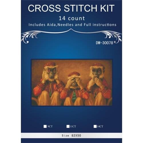 Oneroom monkey family Embroidery Crafts Needlework 14CT Unprinted Arts Cross Stitch Kits DMC DIY Quality