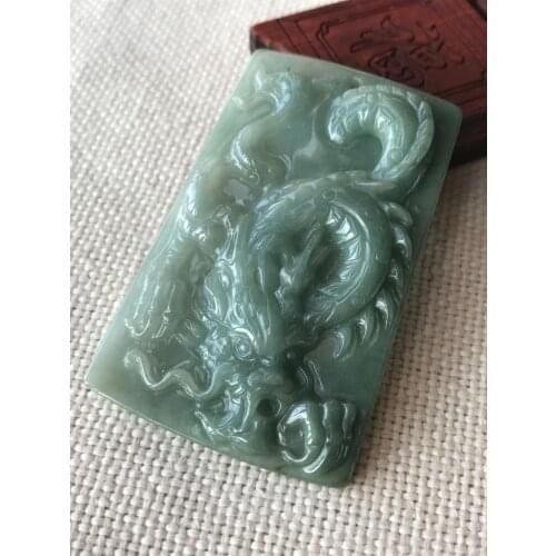 Genunine Myanmar jade hand-carved dragon green jade pendant necklace necklaces emerald pendants jadeite jade jewelry