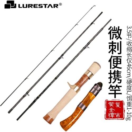 LURESTAR 4 Sections Protable Fishing Rod Full Fuji Parts 1.44m L Power XF Action Lure WT 1-10g Carbon Rod Ultralight Rods