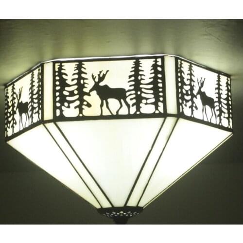 American Southeast Village Ceiling Light Color European Glass Art light Bar Study Bedroom Ceiling Light Elk Restaurant ZCL