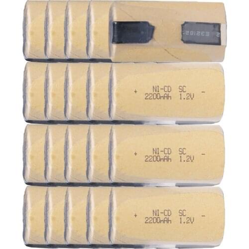 Real capacity for bosch for dewalt for metabo 20 pcs SC battery 1.2V SUBC batteries rechargeable high drain 2200mah with tabs