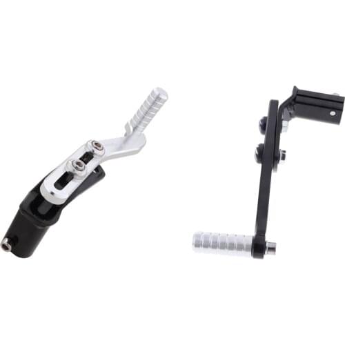 Rear Brake Foot Shift Pedal Lever - CNC Aluminum, fit for Motorcycles Cafe Racer, Black+Silver