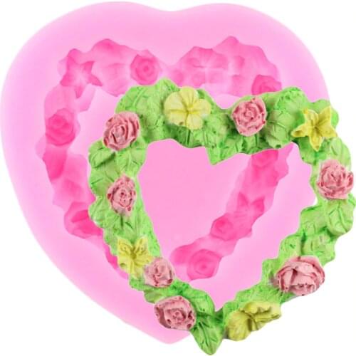 Heart Garland Fondant Cake Decorating Tools Frame Cupcake Chocolate Wedding Cake Border Silicone Molds Kitchen Baking Moulds