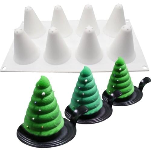 Silicone Mold 3D Bakeware Dessert Mousse DIY Mould, 8 Holes Christmas Trees