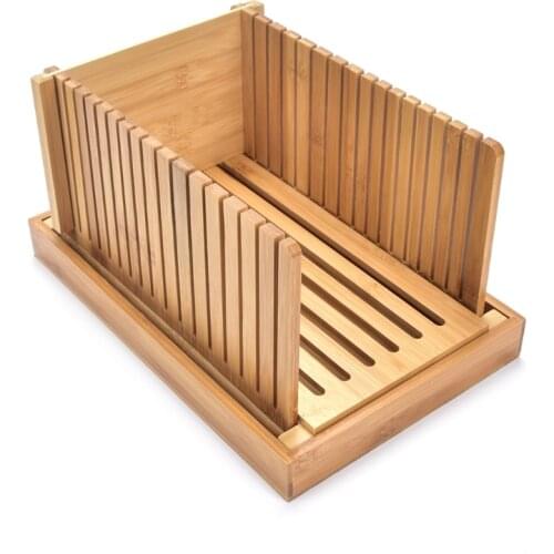 Foldable Bamboo Wood Bread Slicer Cutter Toast Loaf Cutting Guide Slicing Maker