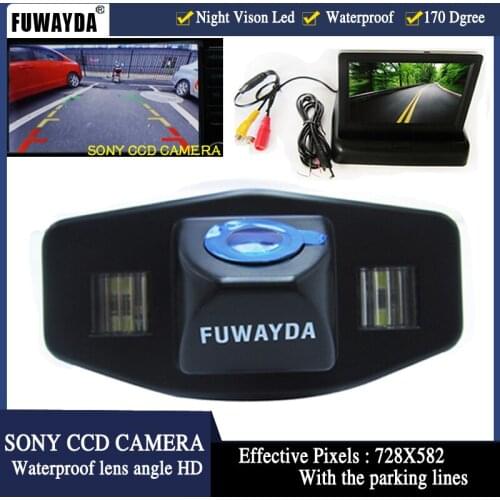 FUWAYDA LED SONY CCD Car Rear View Camera for Honda Accord Pilot Civic Odyssey Acura TSX,with 4.3Inch foldable LCD TFT Monitor