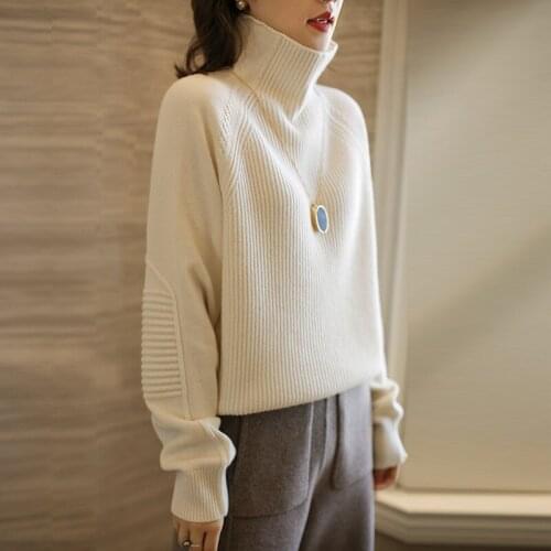 Sweater women autumn winter cashmere sweater women high neck thick loose knit top pullover plus size hot blog recommendation