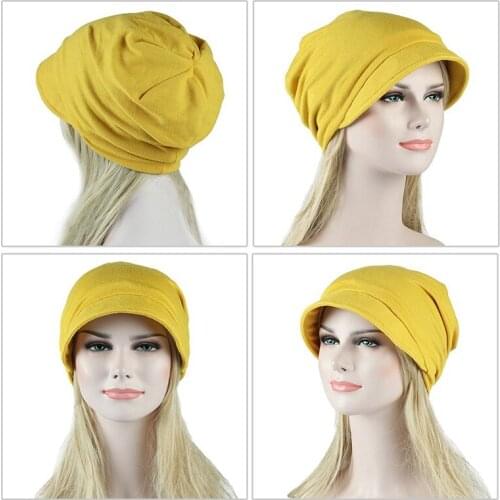 Unisex Autumn Beanies Hats Women Cotton Blend Pile Caps Solid Color Brim Skullies Spring Jogging Fishing Caps Female Men